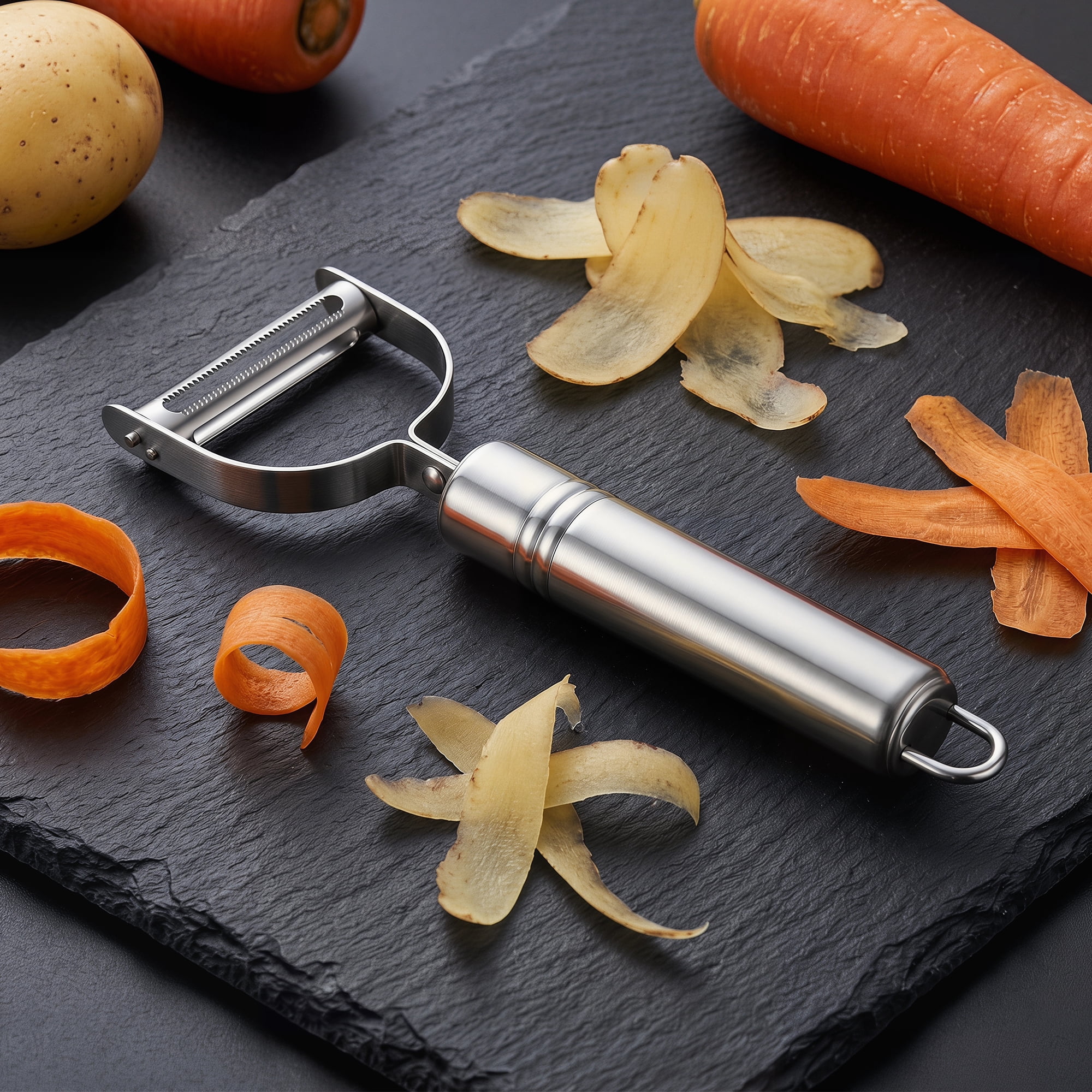 Unique Bargains Stainless Steel Vegetable Peeler with Handle Silver 6.9x2.2 inch