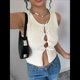 thumbnail image 5 of Camiseta Sin Mangas de Verano para Mujer, Cuello Redondo, Ajustada, de Punto Acanalado Y2K L, 5 of 7