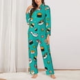 thumbnail image 2 of Saiise Sushi Print Women Soft Pajama Sets,Long Sleeve Sleepwear Button Up 2-Piece Pjs Lounge Sets-X-Large, 2 of 7