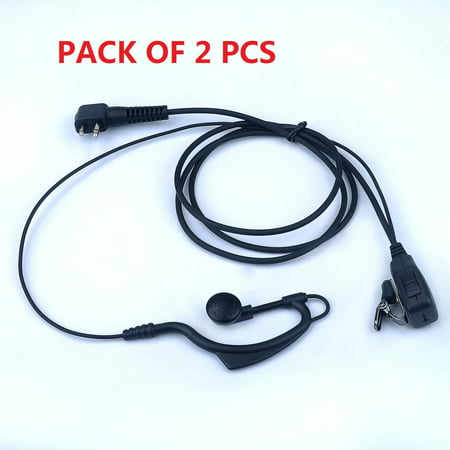 KEYBLU G Shape Police Earpiece Headset PTT Mic for 2_pin Motorola Radio _Pack of