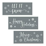 3 Pack of Christmas Stencils - Includes the Phrases Let is Snow   Happy Holidays   Merry Christmas - Great for Making DIY Holiday Decor