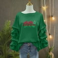 thumbnail image 5 of Christmas Trendy Sweatshirts for Women Ruffle Pleated Long Sleeve Oversized Crewneck Pullover Holiday Tops (XL, Green #A), 5 of 7