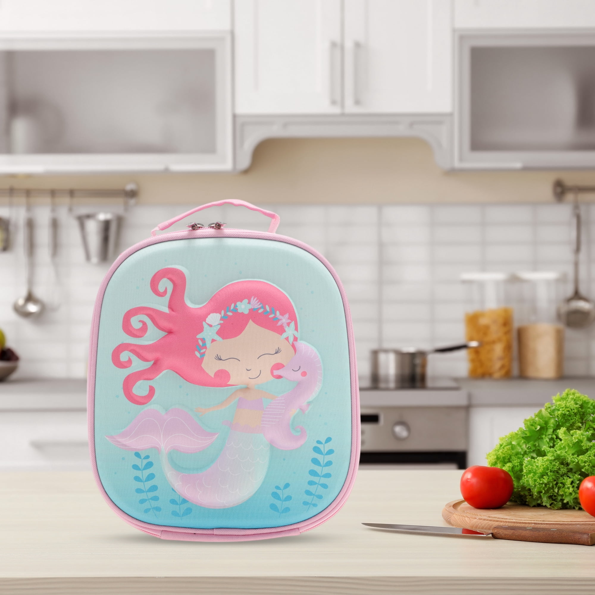 Unique Bargains Cartoon Lunch Bag 1 Pc Pink, Blue [Mermaid]