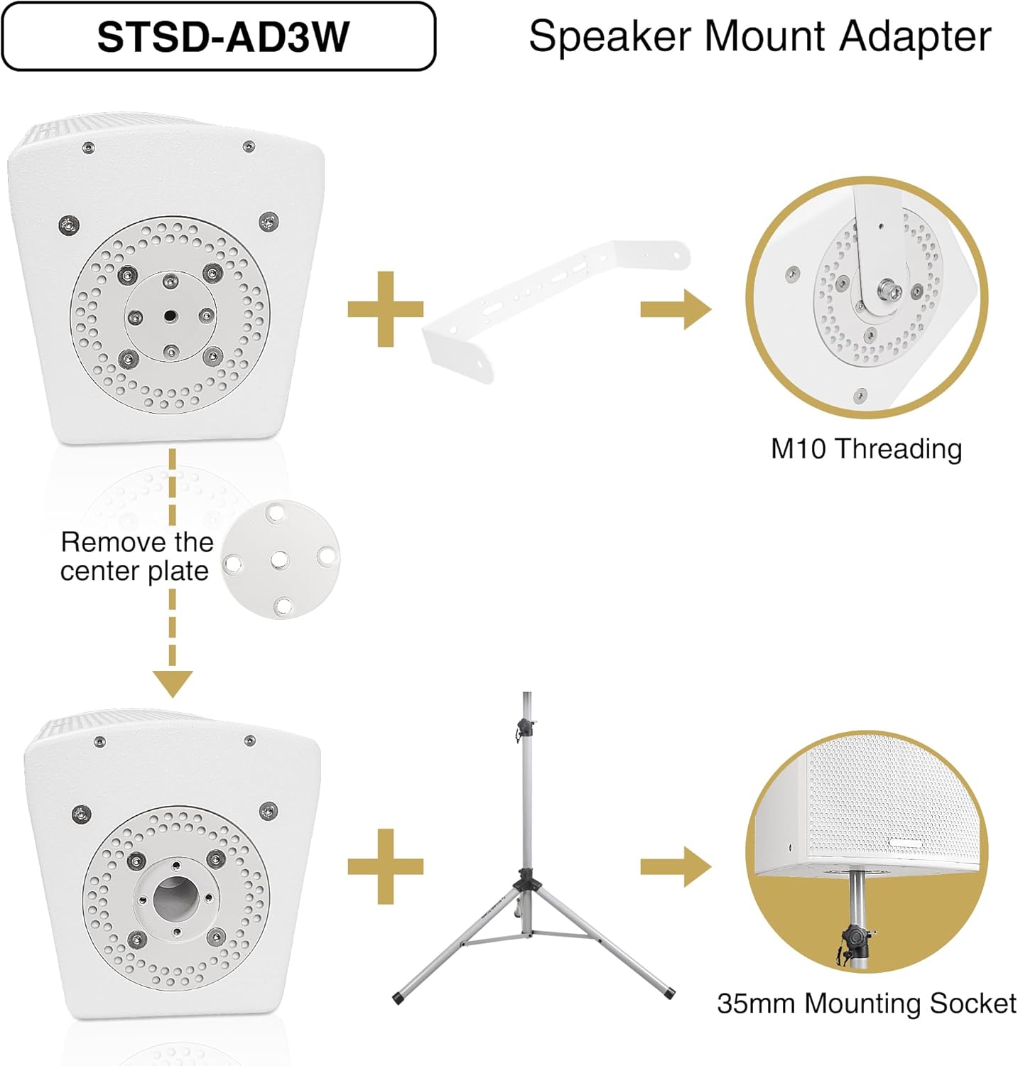Sound Town CARME Series 8" 350W 2-Way Professional PA DJ Speaker, White with Compression Driver, Rotatable Horn, Birch Plywood, U Bracket for Installation, Live Sound, Karaoke, Bar (CARME-U108WG3)