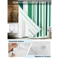 thumbnail image 3 of No Hook Cloth Fabric Shower Curtain with Snap in Liner, Dark Green Stripe Waterproof Shower Curtains Set with See Through Top Window, Geometric White Vertical Striped Bath Curtains Shower 48"x72", 3 of 6