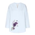 thumbnail image 4 of Goodtrade8 Women's Tops Light Blue Long Sleeve Tunic V-Neck Casual Floral Winter Shirts for Women, 4 of 4