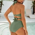 thumbnail image 6 of Arnsht Womens Split Solid Color Tummy Control Bathing Suits Modest High Waisted Bikini Sets Cute Halter 2 Piece Beach Swimsuit 2025 Army Green S, 6 of 6