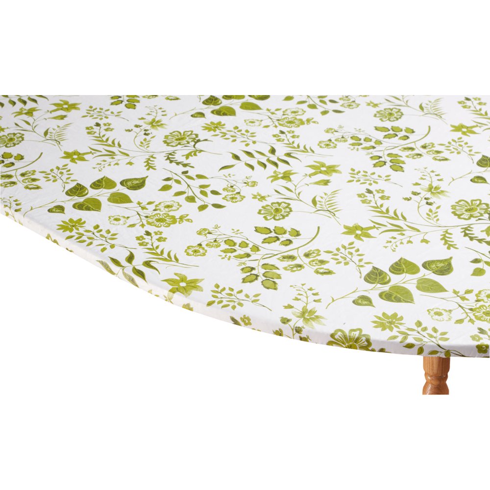 Flowing Flowers Vinyl Elasticized Table Cover by HSK 42" x 68" Oval