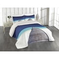 thumbnail image 2 of Ambesonne Hawaii Quilted Coverlet 3 Pcs, Wooden Path into Ocean, Queen Size, Navy Turquoise Cream, 2 of 4