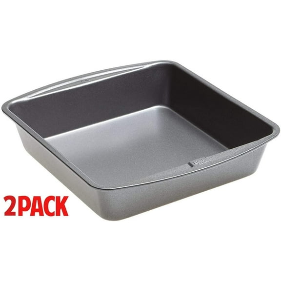 Good Cook 04017 786173391991 8 Inch x 8 Inch Square Cake Pan, 8 x 8 Inch, Grey Pack of 2
