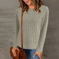 thumbnail image 2 of AherBiu Knit Tops for Women Long Sleeve Ribbed Crewneck Fall Casual Fitted Warm Pullover Sweater Top, 2 of 7