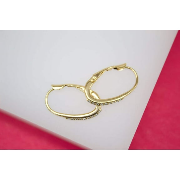 18K Gold Filled French Lever Earrings CZ Stones