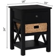 thumbnail image 5 of eHemco X-Side Solid End Table Nightstand with Drawer, 2 Storage Shelves and Wicker Basket, Black, 5 of 8
