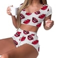 thumbnail image 2 of Ana Women Fashion Lips Print Sleepwear Suit Sexy Pajamas Top Pants Skinng Homewear, 2 of 9
