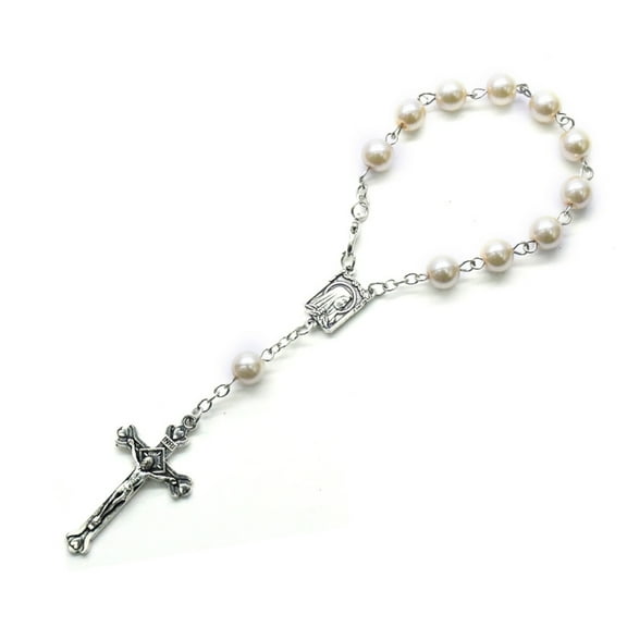 YIEMEEN 8mm Pearl Finger Rosaries Baptism Rosary Beads Finger Baptism Rosaries First Communion Favor Christening Party Gift
