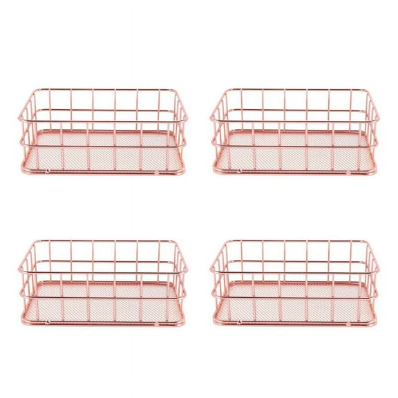 4X Storage Basket Metal Wire Bathroom Shelves Makeup Organiser Brush Pen Holder Wire Mesh Bathroom Toiletries Basket