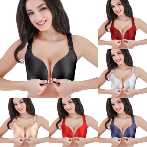 Xijirk Women Bra with Smooth Seamless Front Closure Adjustable Wide Straps for Everyday Casual Wear,Black,40