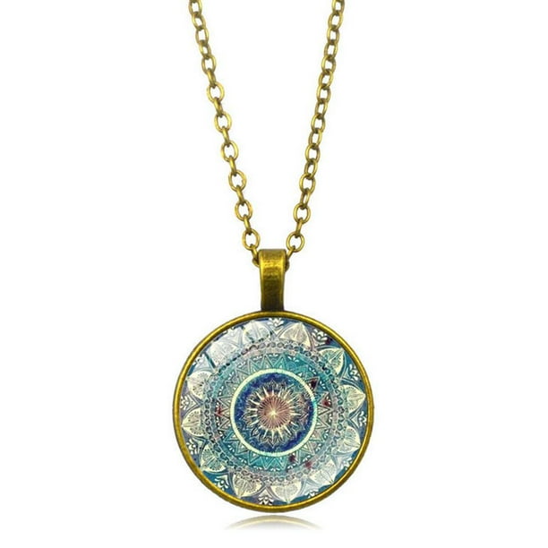 Sonducket Colorido Yoga Meditación Datura Flores Tiempo Gema Colgante de cristal Collares Regalos de San Valentín Accesorios de moda Colgantes Ropa, zapatos y accesorios Miscelánea oro Sonducket PS11367-02