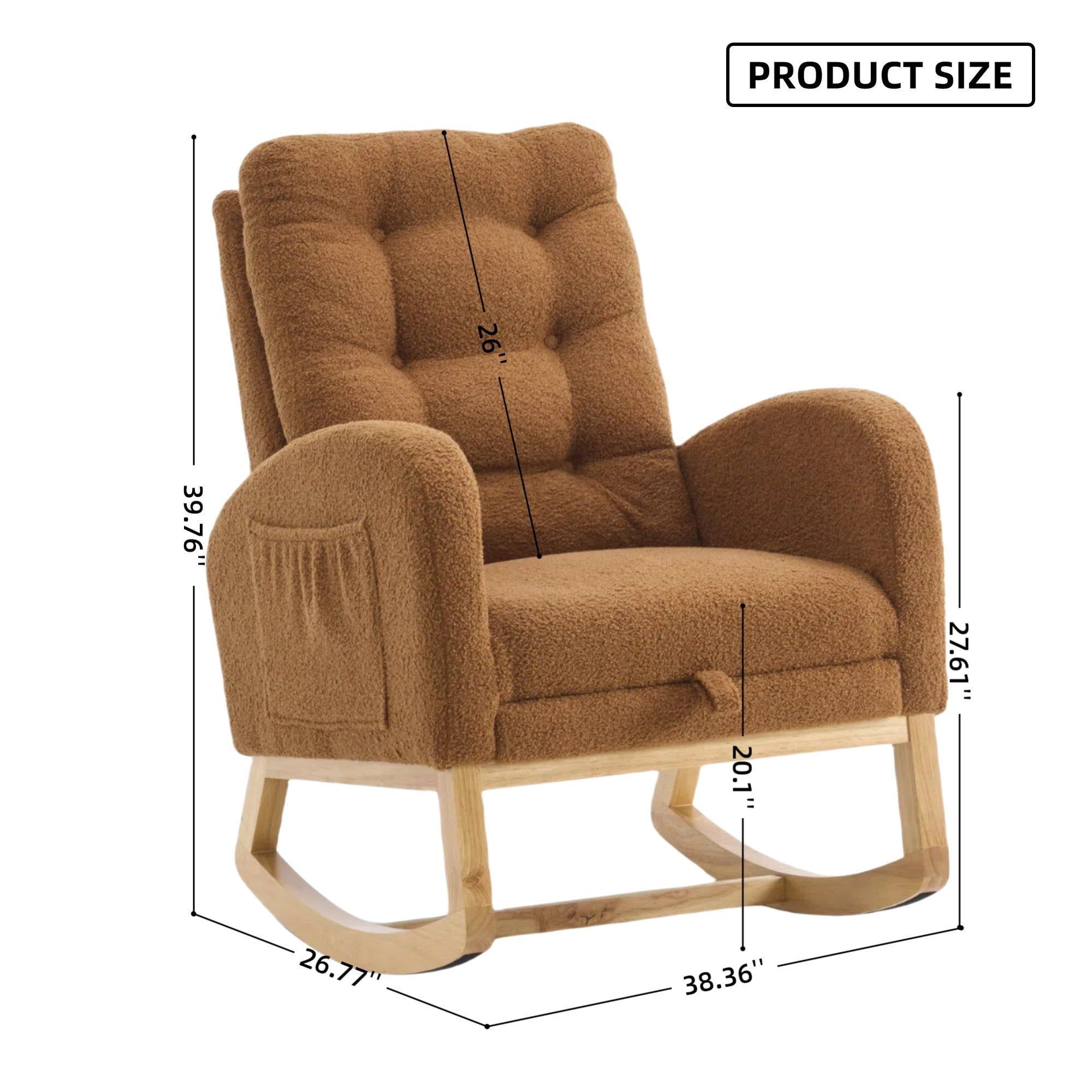 Sailvan Upholstered High Back Accent Rocking Chair with Footrest & Storage Pocket for Living Room