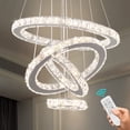 thumbnail image 1 of Lámpara colgante con anillos LED de cristal Chandelier Dixun, regulable, 1 of 7