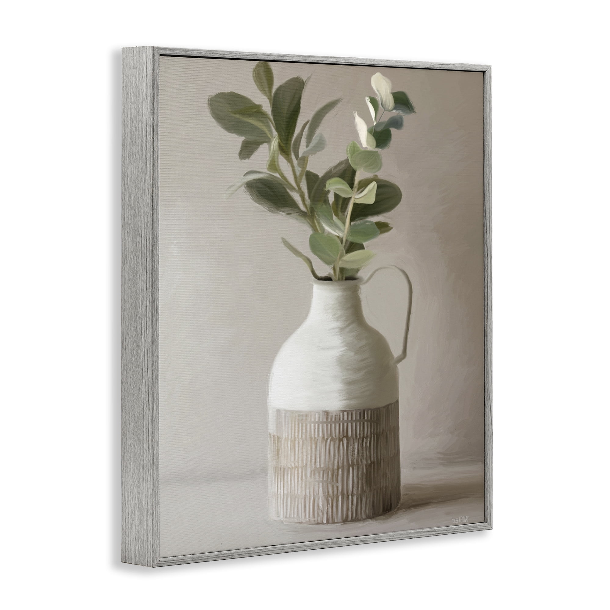 Stupell Industries Eucalyptus In Vase Gray Framed Giclee Art, design by House Fenway