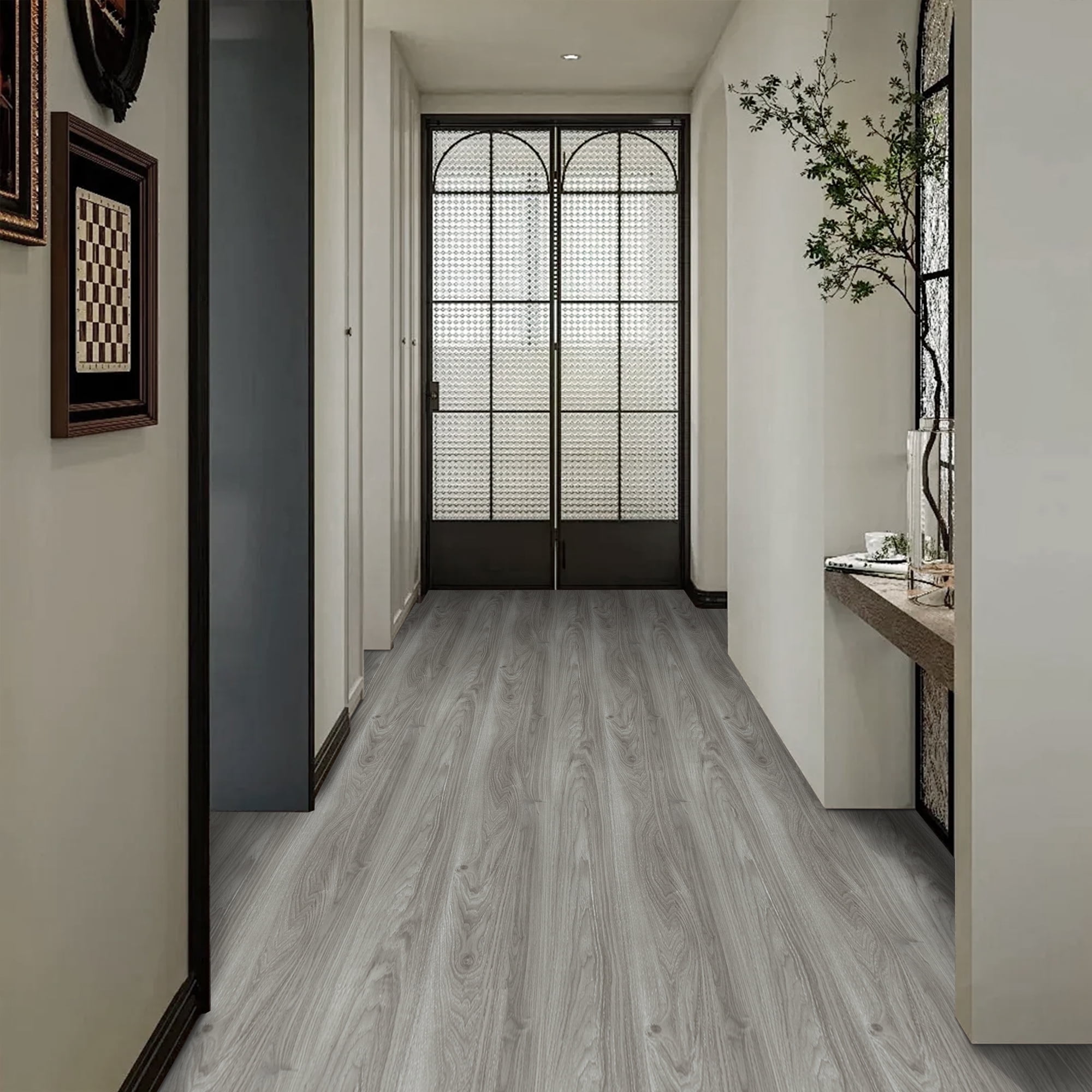 UMIGGEE Gray Peel and Stick Vinyl Flooring Roll 15.7-in x 236-in/25.7 Sq.Ft Thicken Self-Adhesive Vinyl Wood Grain Floor Wear-Resistant Easy DIY Install Home Decor