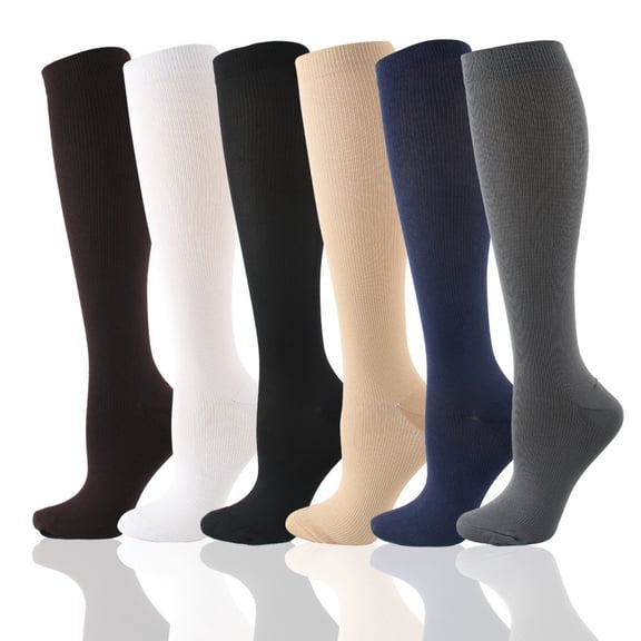 LYMAYTER Women and Men Compression Socks Basic Solid Color Socks for S-2XL Running Hiking Sport Socks