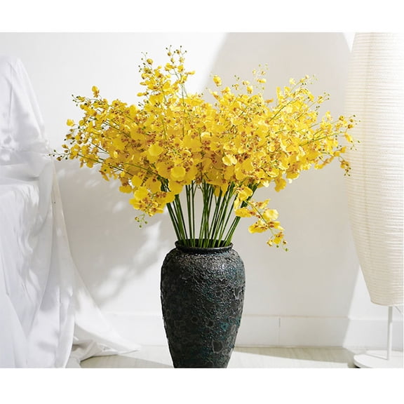 OUNONA 1Pc Artificial Lady Orchid Flower Branch Yellow for Home Decor