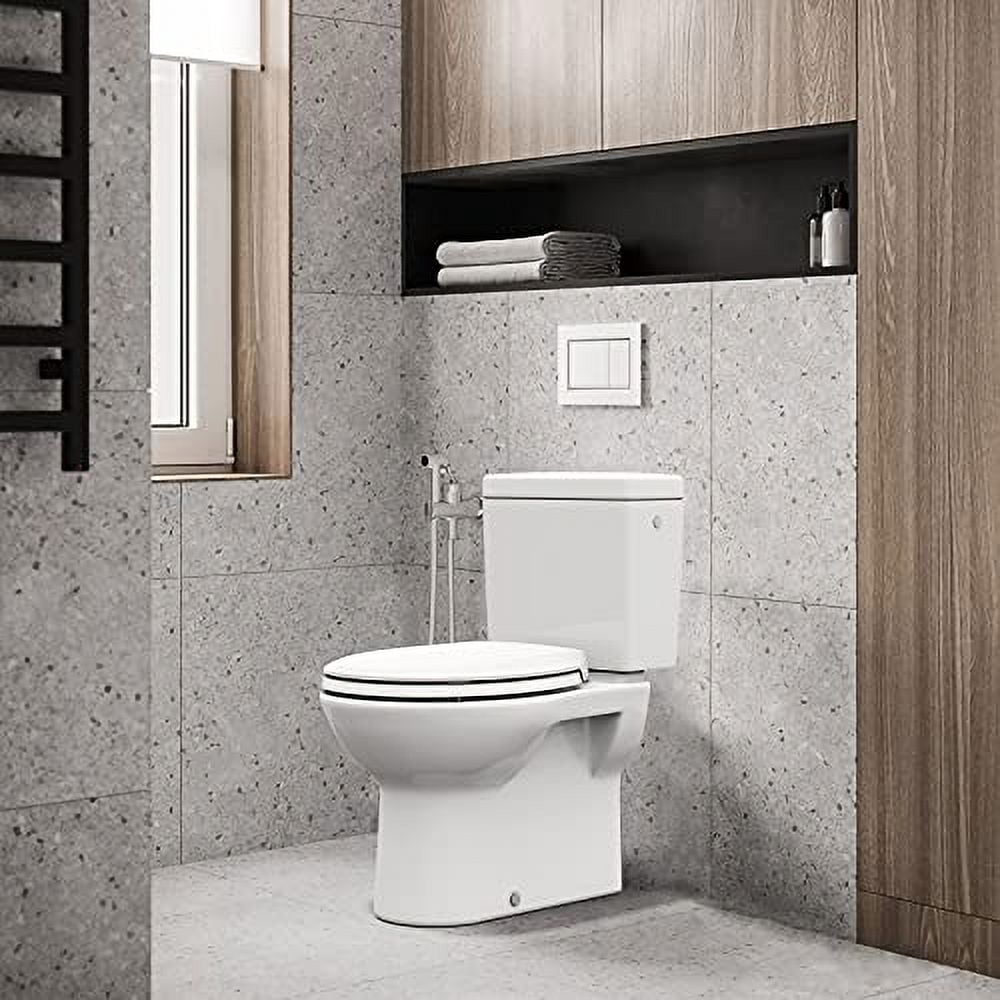 Durable Round Toilet Seat with Slow Soft Close - Easy to Install and Clean, Never Loosens - White, Fits Most Round Toilets