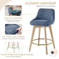 thumbnail image 6 of Zesthouse 26.8″ Swivel Bar Stools Counter Height Set of 2, Modern Counter Stools with Backs & Wood Legs, Upholstered Linen Fabric Barstools for Island Kitchen, Blue, 6 of 10