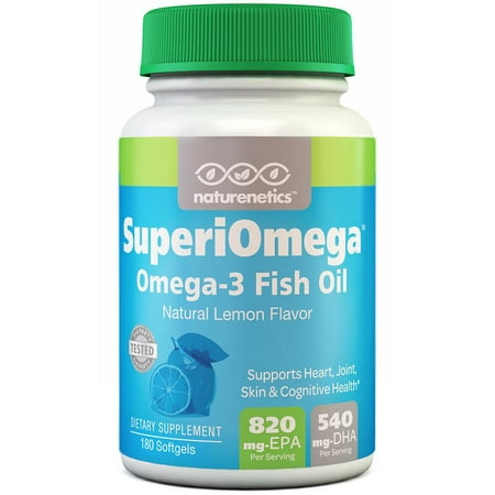 SuperiOmega Omega 3 Fish Oil by Naturenetics - High EPA DHA for Eye, Heart, Joint & Cognitive Health - Triglyceride Form - Wild-Caught Fish - Tested - 90-day (Best Fish Oil For High Triglycerides)