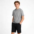 thumbnail image 4 of snilers Boys Short Sleeve Hoodie Summer Loose Fit Hooded Athletic T Shirt Casual Solid Lightweight Pullover Tops 5-15 Years, 4 of 9