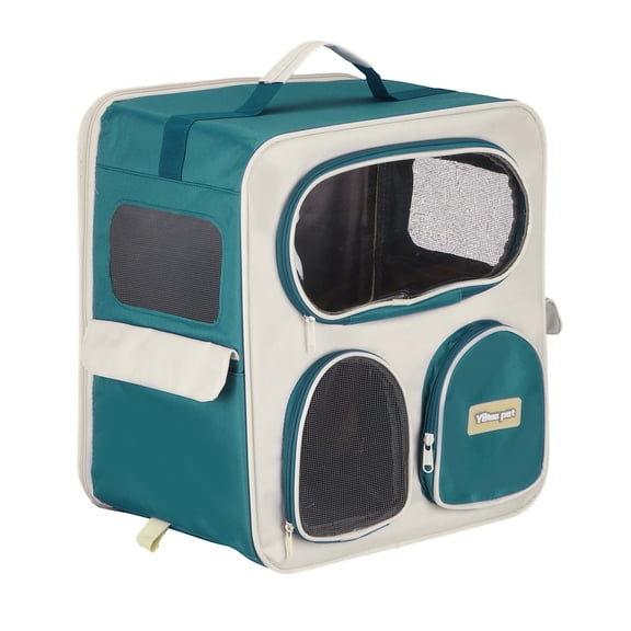 Uxcell Pet Portable Travel Backpack Carrier with Handle and Four Wheels, Sea Blue