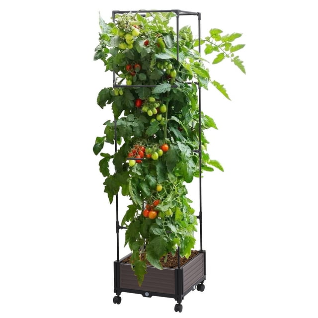Gardening Courtyard Balcony Square Roof Planting Box Set Single Layer - Height 160cm With Wheels