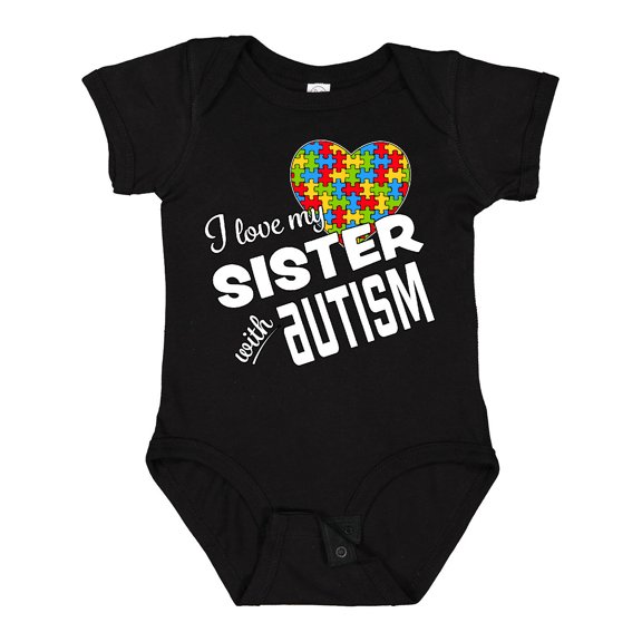 Inktastic I Love My Sister with Autism Boys or Girls Baby Bodysuit