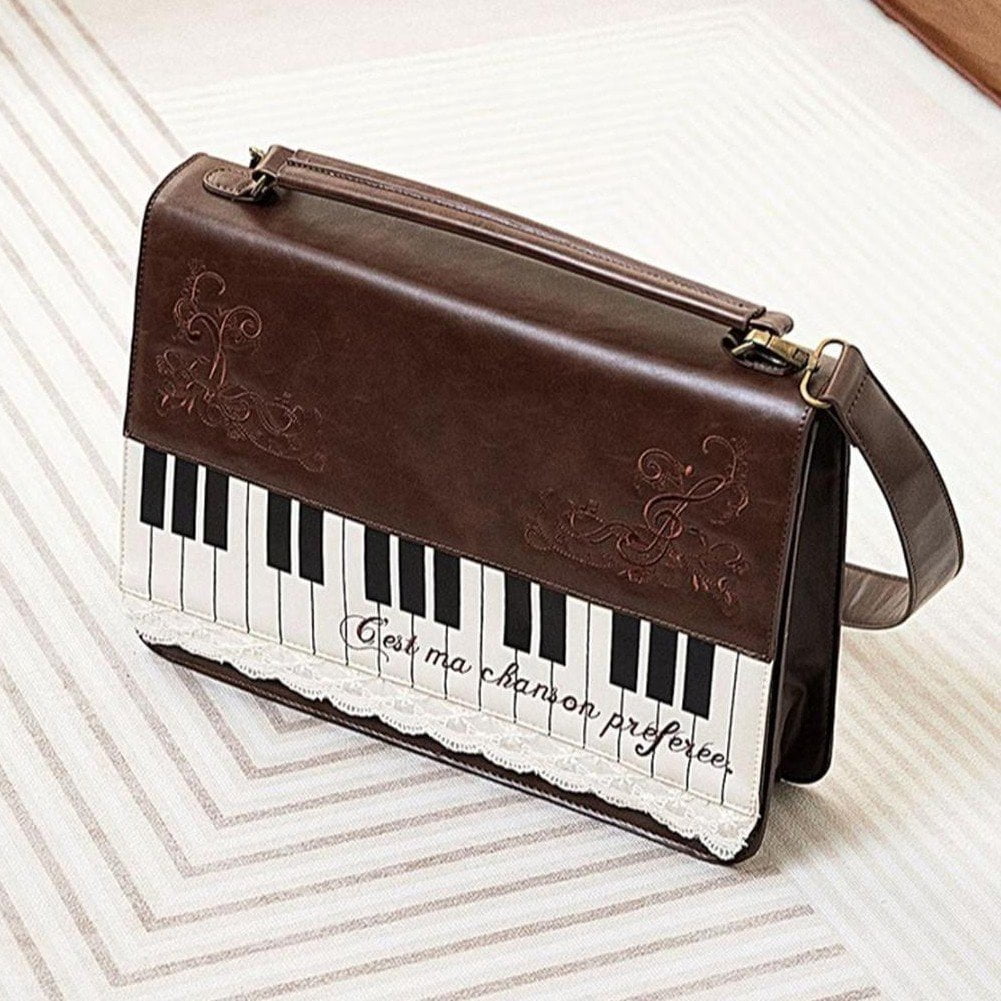 Hzzsbu Vintage Piano Crossbody Bag for Women Fairy Grunge Shoulder Bag Y2K Trendy Handbags Retro Cute Purse Streetwear