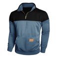 thumbnail image 4 of Curuila Mens Sweatshirt Half Zip Long Sleeve Color Block Stand Collar Pullover Sweatshirts Everyday Wear Comfort Pullover Tops Size L, 4 of 8