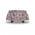 thumbnail image 4 of Flower Ottoman Cover, Sketchy Flowers on Soft Pink, 2 Piece Slipcover Set with Ruffle Skirt for Square Round Cube Footstool Decorative Home Accent, Standard Size, Seal Brown Pale Pink, by Ambesonne, 4 of 5