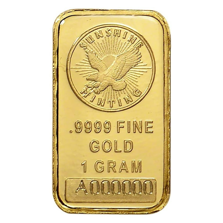 Sunshine Mint 1 Gram Gold Bar .9999 Fine (in Assay) - Walmart.com