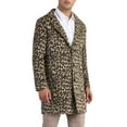 thumbnail image 4 of INSPIRE CHIC Animal Printed Trench Coat for Men's Notched Lapel Classic Vintage Winter Overcoats XL Khaki, 4 of 6