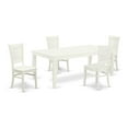 thumbnail image 2 of Modern Wood Dining Table Set with Slatted Back Chairs-Color:Linen White,Material:Wood, 2 of 6