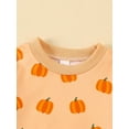 thumbnail image 4 of Toddler Baby Girl Halloween Outfits Pumpkin Long Sleeve Sweatshirts Jogger Pants Headband 3Pcs Fall Clothes Set 3M-3T, 4 of 8
