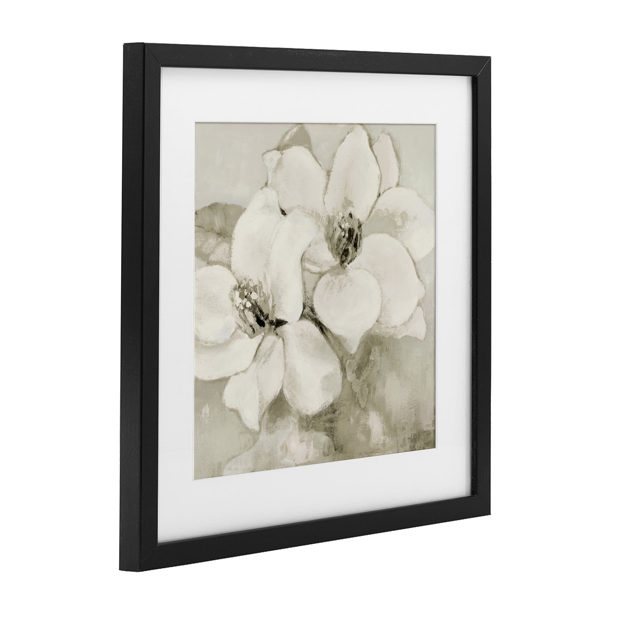 Stupell Industries Subtle Beige Magnolias Black Framed Print Under Glass, design by Lanie Loreth
