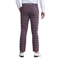 thumbnail image 3 of Pantalones de vestir de cuadros clásicos para hombres Inspire Chic, de cintura media, color rosa oscuro, talla 30, 3 of 4