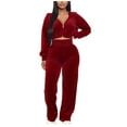 thumbnail image 7 of UPPADA Sweater Sets Women 2 Piece Clothing Set,Womens Velvet Tracksuit Two Piece Cropped Sweatshirt Flared Pants Workout Jogging Sets Velvet Sweatsuit Y2k Outfits Sets Red,L, 7 of 7