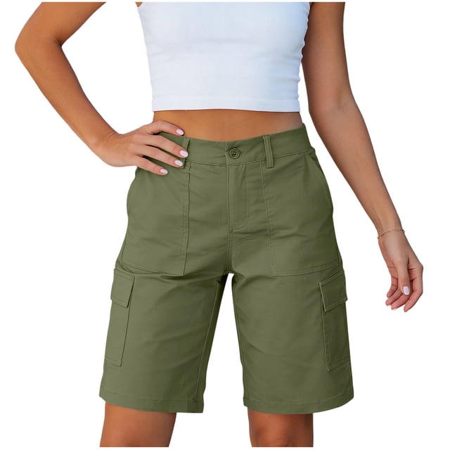 Ziynglg Shorts Cargo pour Femmes Légers Mode Shorts à Jambes Larges Été Amples Décontractés Randonnée Course Shorts