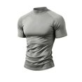 thumbnail image 4 of EOYWHK Men's Athletic Shirts & Tees Mock Neck Soft Stretch Compression Shirts Short Sleeve Slim Fit Casual Tee for Sport Training Workou Gray L, 4 of 5