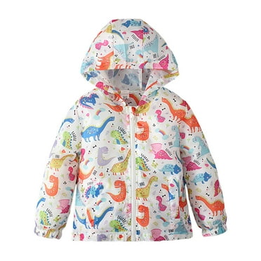 QIPOPIQ Girls Clothes Clearance Children Spring And Autumn Models Long Sleeved Printed Hooded Zipper Jacket Windbreaker Children Clothing