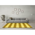 thumbnail image 3 of Ahgly Company Indoor Round Checkered Yellow Modern Area Rugs, 6' Round, 3 of 4