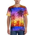 thumbnail image 5 of Easygdp Palm Trees at Sunset Men's Muscle T-Shirt Men's Baseball Short Sleeves, for Gym Workout Athletic with Button - Small, 5 of 9